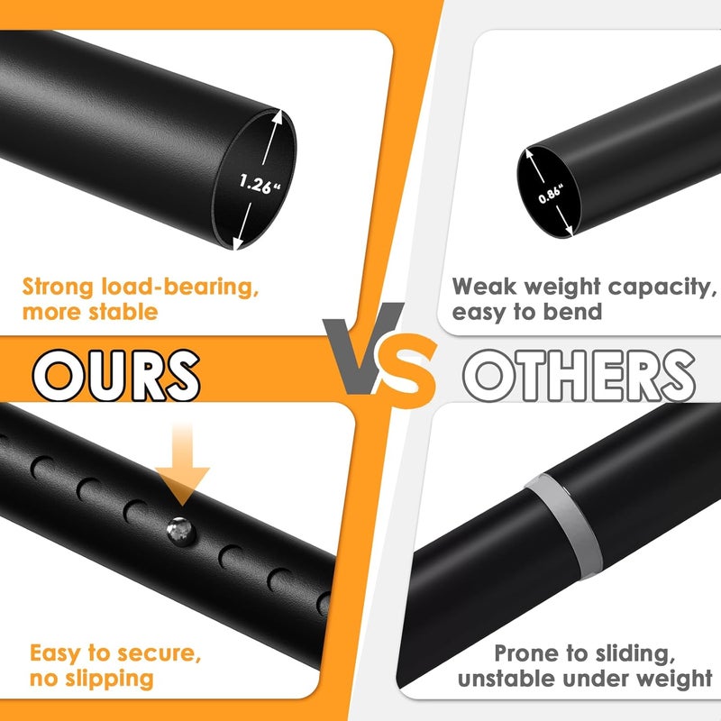 fvonzn Tension Curtain Rod 43-65 Inches Extra Long Black Heavy Duty Tension Rods Adjustable Curtain Rod No Drilling Spring Loaded Tension Rod for Windows Patio Hold Up Blackout Curtains and Non Slip - Image 2